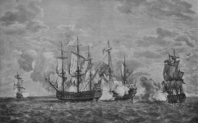 The Buckingham and the Florissant, c1760 af Richard Paton