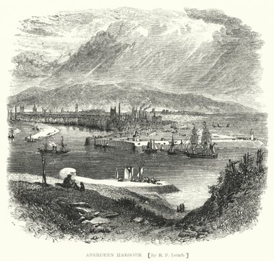 Aberdeen Harbour (gravering) af Richard Principal (after) Leitch