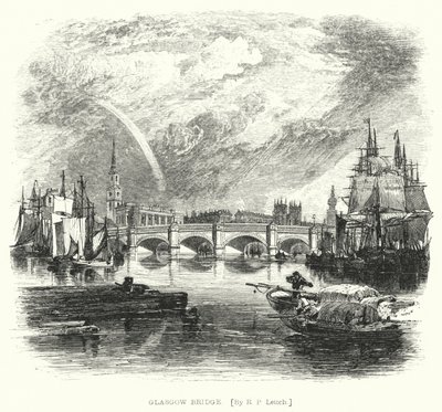 Glasgow Bridge (gravering) af Richard Principal (after) Leitch