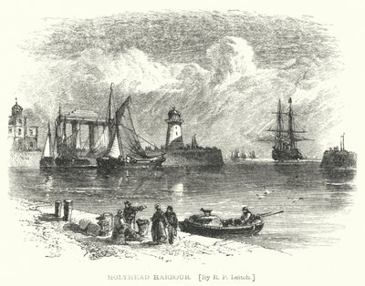 Holyhead Harbor (gravering) af Richard Principal (after) Leitch