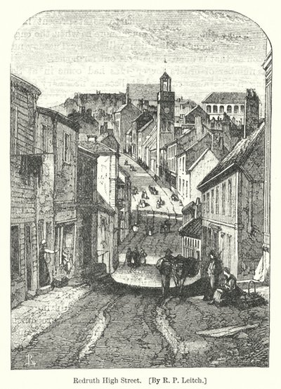 Redruth High Street (gravering) af Richard Principal (after) Leitch