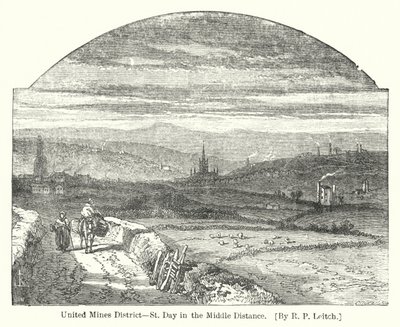 United Mines District, St Day in the Middle Distance (gravering) af Richard Principal (after) Leitch