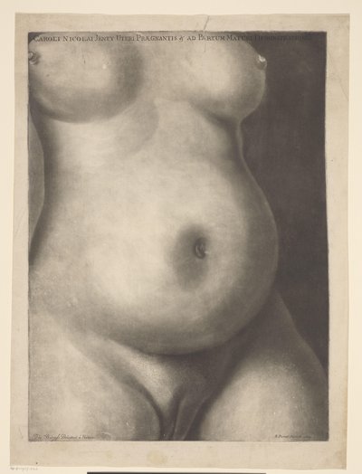 Torso af en gravid kvinde Seks anatomiske print af en graviditet (serietitel) Demonstrationer af en gravid livmoder hos en kvinde på fuld tid (...) (serietitel) Caroli Nicolai Jenty Uteri Praegnantis & ad Partum Maturi Demonstrationes (serier af Richard Purcell