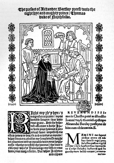 Oversætteren præsenterer sin bog for hertugen af Norfolk., c1500-1520, 1923 af Richard Pynson