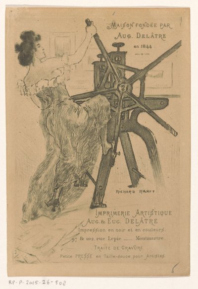 Visitkort fra bogtrykkerne Auguste og Eugène Delâtre i Paris af Richard Ranft
