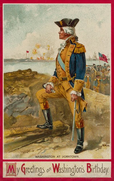 George Washington ved Yorktown (chromolitho) af Richard Veenfliet