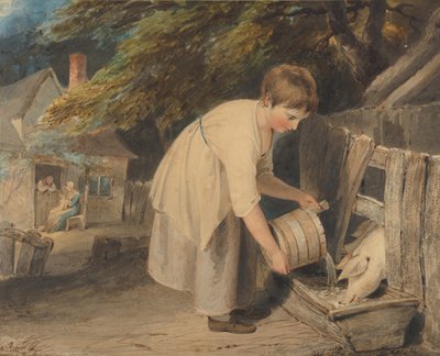 Pigefodrende svin, 1800. af Richard Westall