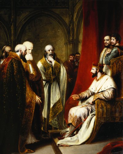 Henry III som svar til ærkebiskoppen af Canterbury og biskopperne af Salisbury, Winchester og Carlisle, som krævede en reformation i staten, af Richard Westall