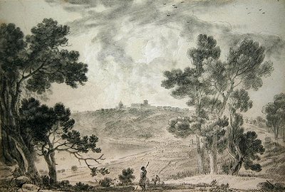 Castel Gandolfo (sort kridt på papir) af Richard Wilson