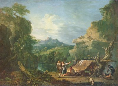 Landskab med banditter omkring et telt af Richard Wilson