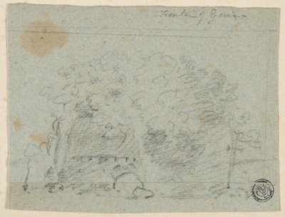 Skitse af træer nær broen (recto); Skitse af bygning (verso) af Richard Wilson