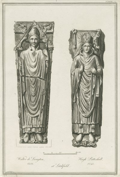 Lichfield Cathedral - Billede af Walter de Langton og Hugh de Patteshull: gravering, nd [1748-1817] (tryk) af Richard Woollett Basire