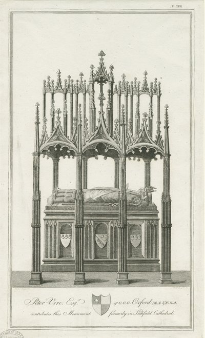 Lichfield Cathedral - Monument til Bishop Blythe: Graving, ND [1762-1798] (Print) af Richard Woollett Basire