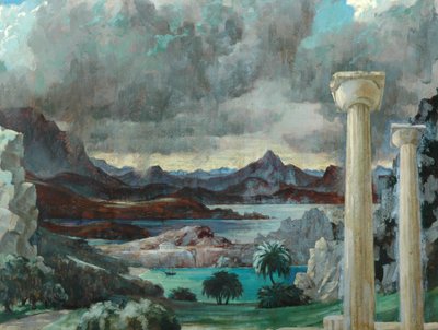 Storm over Grækenland (olie på lærred) af Richard Wyndham