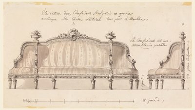 Tegning, Design til en selvsikker, ca. 1780 af Richard de Lalonde