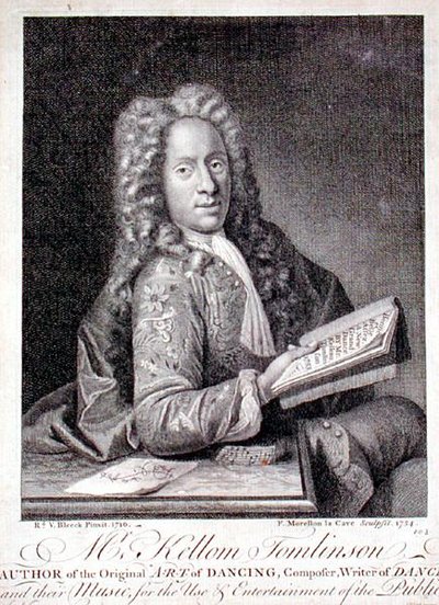 Portræt af Kellom Tomlinson (c.1690-c.1753) graveret af Francois Morellon la Cave (fl.1731-54) 1754 (gravering) af Richard van (after) Bleeck