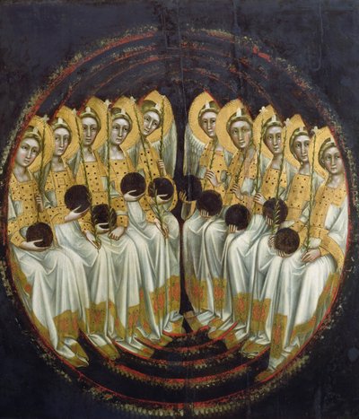 Siddende engle med kugler i hænderne, ca. 1348-54 af Ridolfo di Arpo Guariento