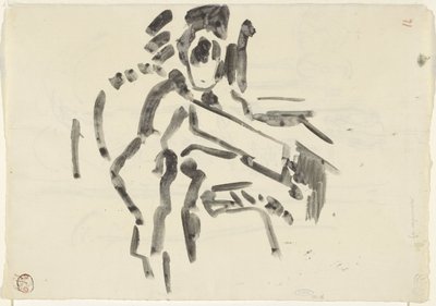 Skitse af en siddende figur af Rik Wouters