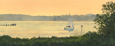 Late Summer Sail, 2011 (akvarel på papir) af Rob Wood