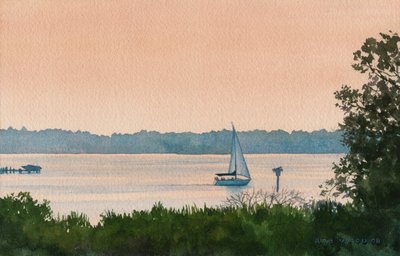 Sailing Home, 2008 (akvarel på papir) af Rob Wood