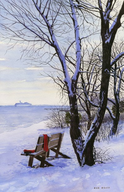 Den røde sweater 2, 2014 (akvarel på papir) af Rob Wood