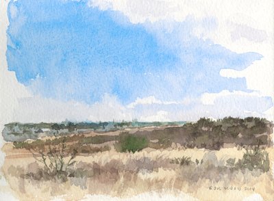 Vinter på prærien, 2014 (akvarel på papir) af Rob Wood