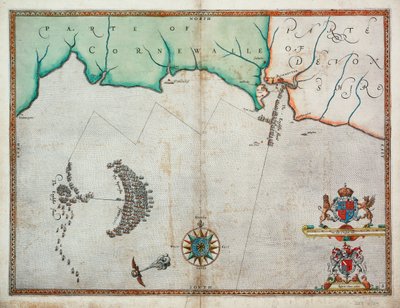 Englænderne angriber den spanske flåde nær Plymouth den 31. juli. af Robert (after) Adams