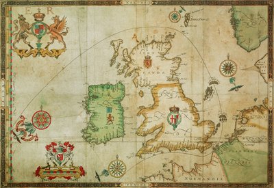 Den spanske armadas rute gennem Den Engelske Kanal, ind i Nordsøen, rundt om det nordlige Skotland og ud i Atlanterhavet for at vende tilbage til Spanien. af Robert (after) Adams