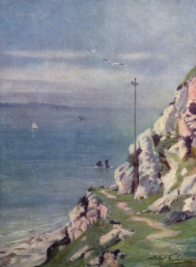 En gangsti på Great Orme (farve litho) af Robert (after) Fowler