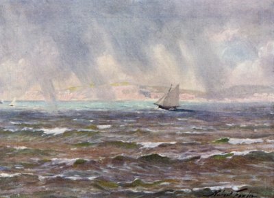 A Sudden Squall, Cardigan Bay (farve litho) af Robert (after) Fowler