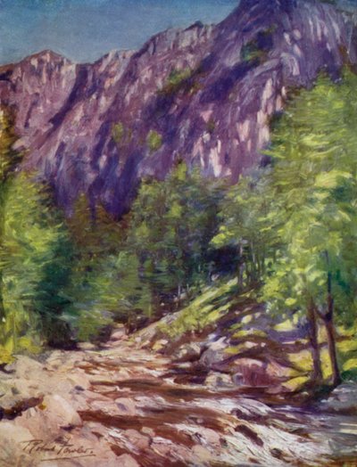 Aberglaslyn (farve litho) af Robert (after) Fowler