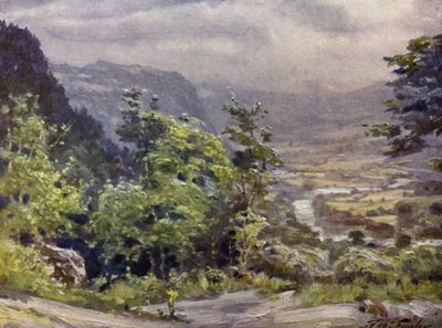 Conway Valley (farve litho) af Robert (after) Fowler