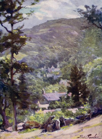 Fjernsyn over Bettws-y-Coed (farve litho) af Robert (after) Fowler