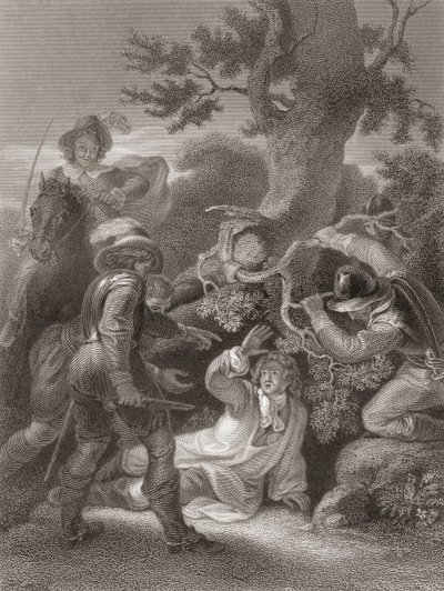 Hertugen af Monmouth taget efter slaget ved Sedgemoor. Fra The History of England udgivet i 1859. af Robert (after) Smirke