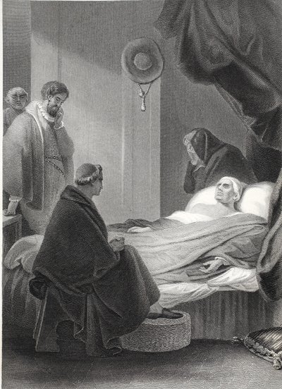 Kardinal Wolseys død, indgraveret af A.H. Payne (litho) af Robert (after) Smirke