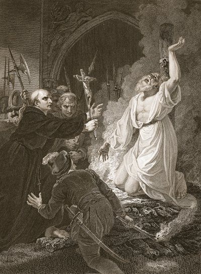 Ærkebiskop Cranmers martyrium, indgraveret af W. Bromley, illustration fra David Humes 