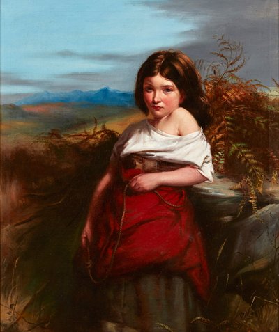 A Fern Gatherer (olie på lærred) af Robert (follower of) Herdman