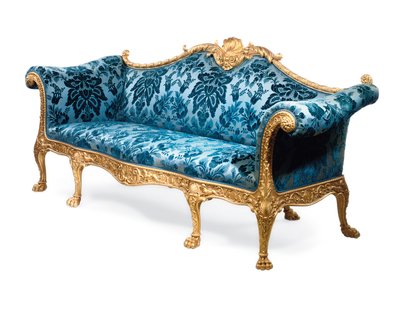 En George III sofa i forgyldt træ af Robert Adam