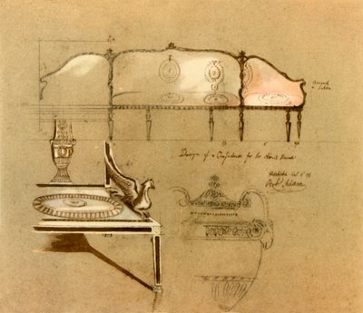 Design til en sofa, 1777, 1946. af Robert Adam