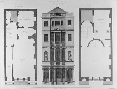 Forhøjning af det britiske kaffehus, indgraveret af Robert Blyth, 1778 af Robert Adam