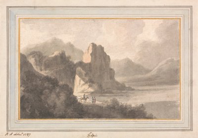Figurer i et romantisk klippelandskab af Robert Adam