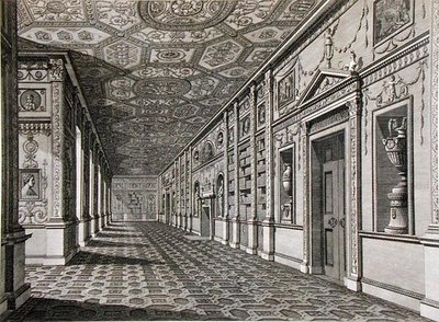 Biblioteket i Syon House, bygget 1760-69 (gravering) af Robert Adam