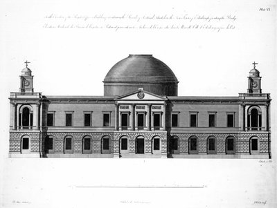 Den sydlige facade af Register House, Edinburgh, graveret af J. Roberts, 1773 af Robert Adam