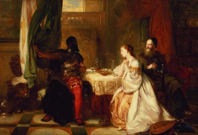 Othello relaterer sine eventyr til Desdemona, 1869 af Robert Alexander Hillingford