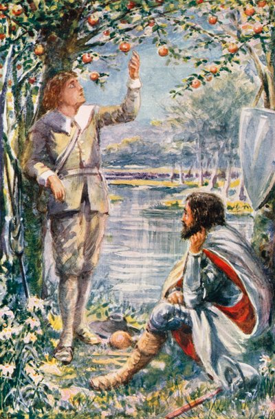 Ved floden med livets vand (farvelitografi) af Robert Ambrose (after) Dudley