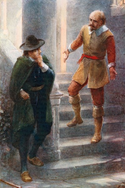 Greatheart beder hr. Fearing om at komme ind (farvelitografi) af Robert Ambrose (after) Dudley