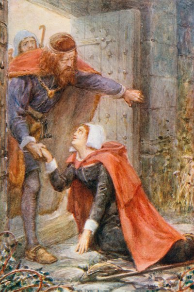 Mercy at the Wicket-gate (farvelitografi) af Robert Ambrose (after) Dudley