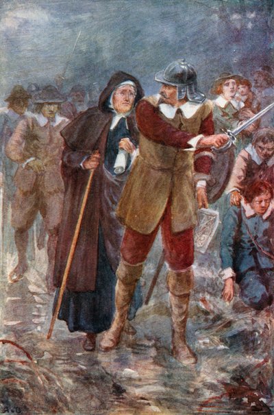 Pilgrimmene i den fortryllede jord (farvelitografi) af Robert Ambrose (after) Dudley