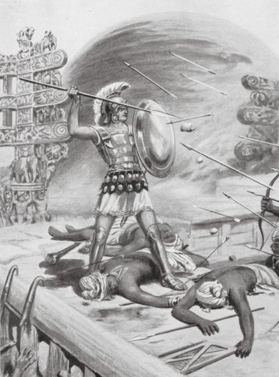 En bedrift af Alexander den Store, f.Kr. 326 (litografi) af Robert Ambrose Dudley
