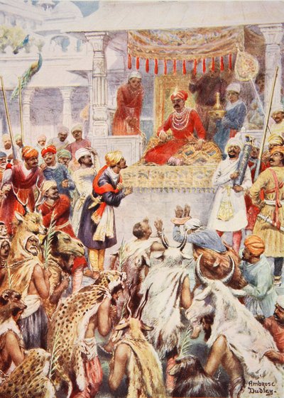 Khan Jahan viser Akbar sine fyrstelige fanger, illustration fra 